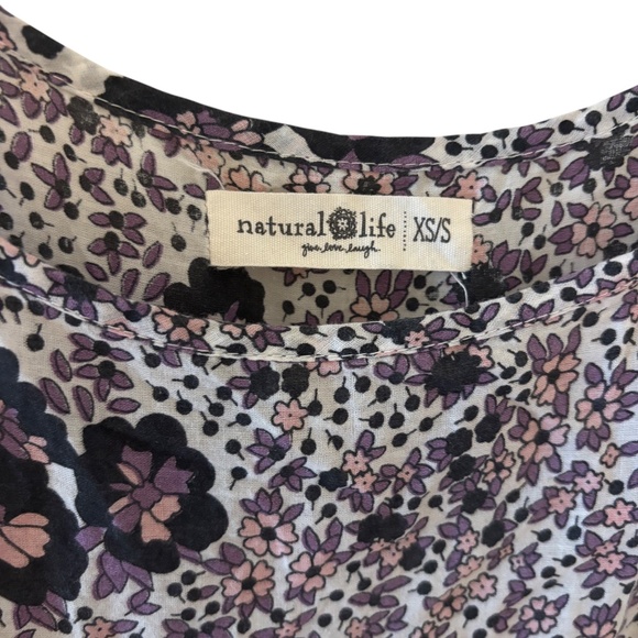 Natural Life Floral Tiered Midi / Maxi Dress XS / S Boho Festival Purple / Black - Picture 4 of 11